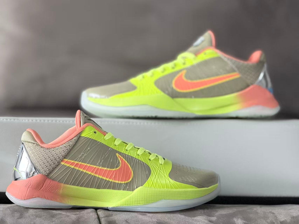 Nike Kobe 5 Basketball Shoes in Volt and Coral