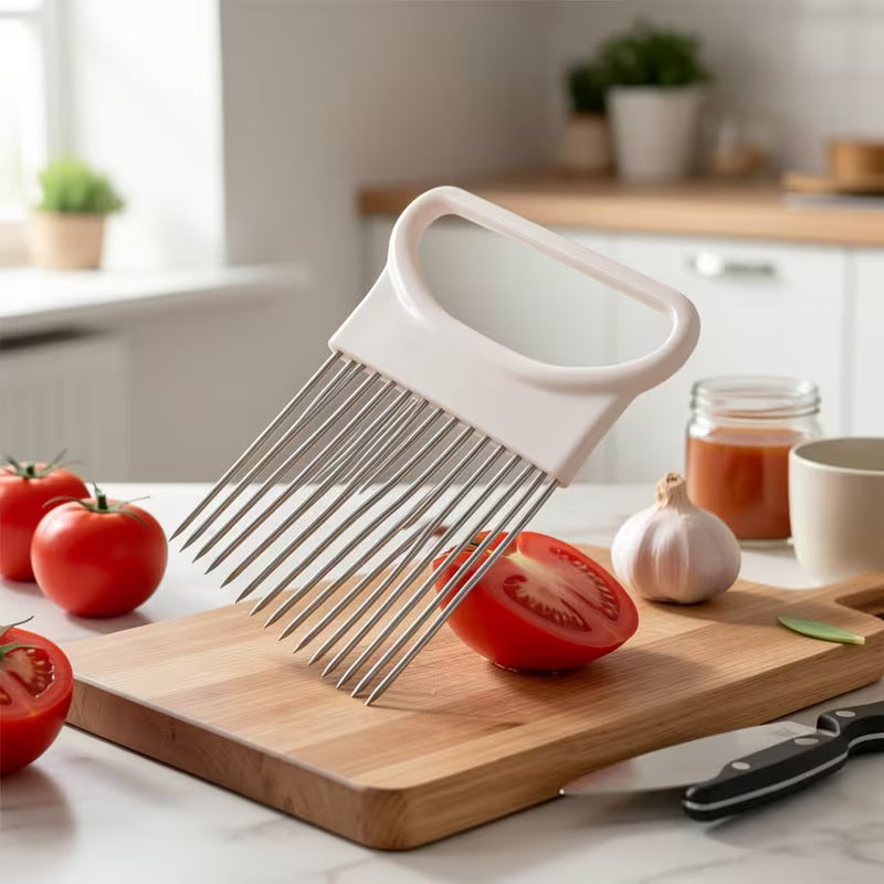 Stainless Steel Onion Holder Fork Vegetable Slicer Cutting Tool