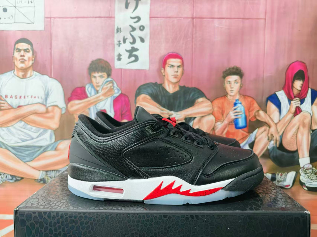 Black White Red Low-Top Basketball Sneakers