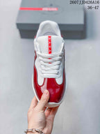 Prada 2607JJD426A16 Red and White Platform Sneakers