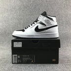 Jordan Air Jordan 1 Mid White Black Metallic Silver Sneakers