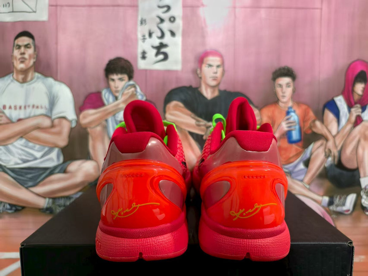 Nike Red Basketball Sneakers with Neon Green Laces