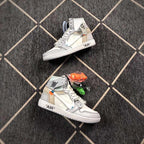 Air Jordan 1 High Grey White Off-White Style Sneakers