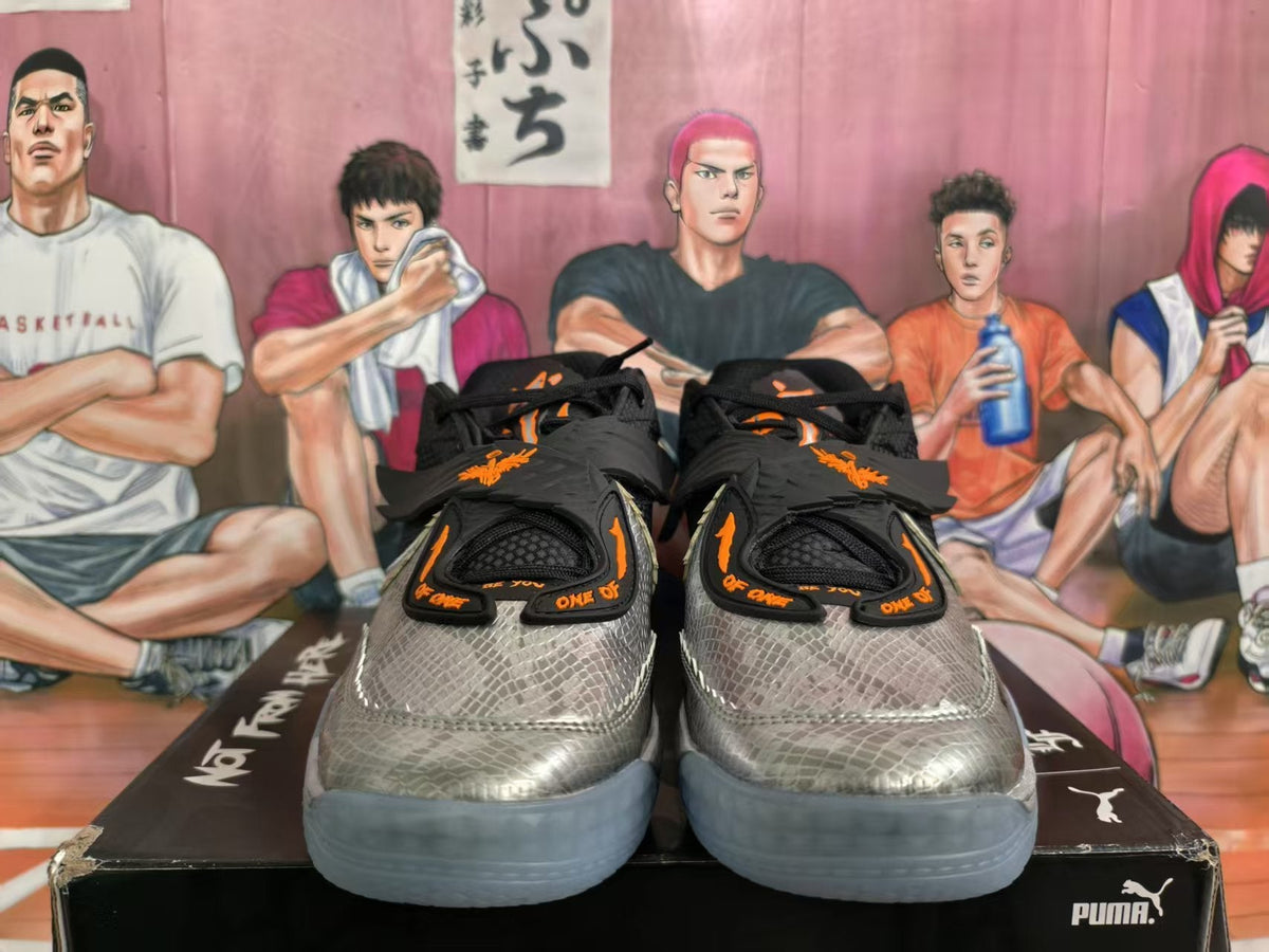 PUMA Basketball Shoes Silver Black Orange