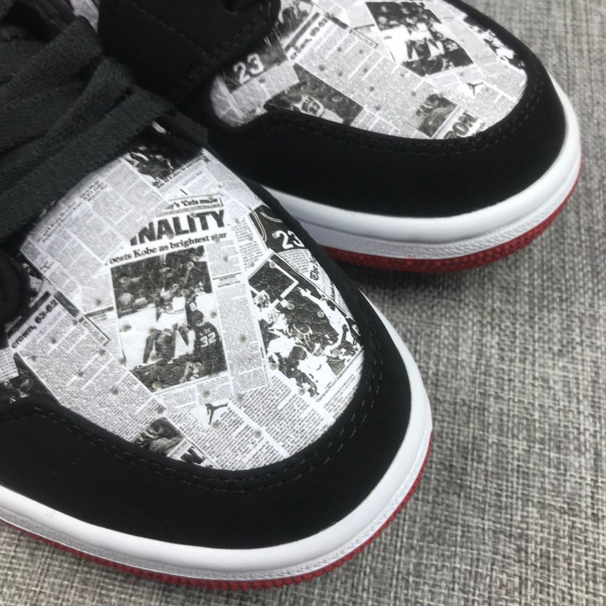Jordan Air Jordan 1 Mid Black Red Newspaper Print 852542-061
