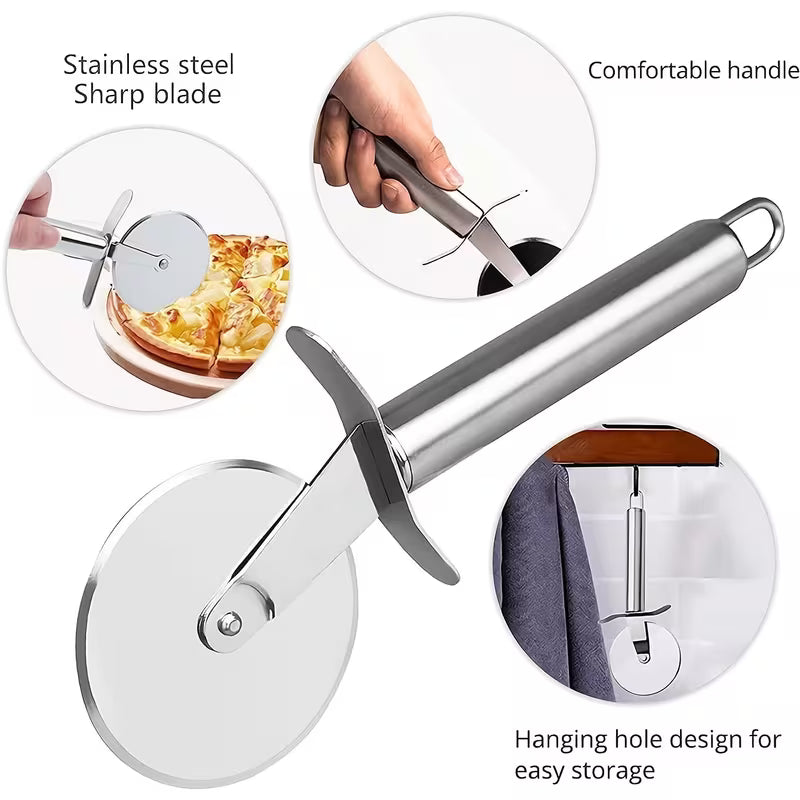Stainless Steel Pizza Wheel Cutter Roller Baking Tool