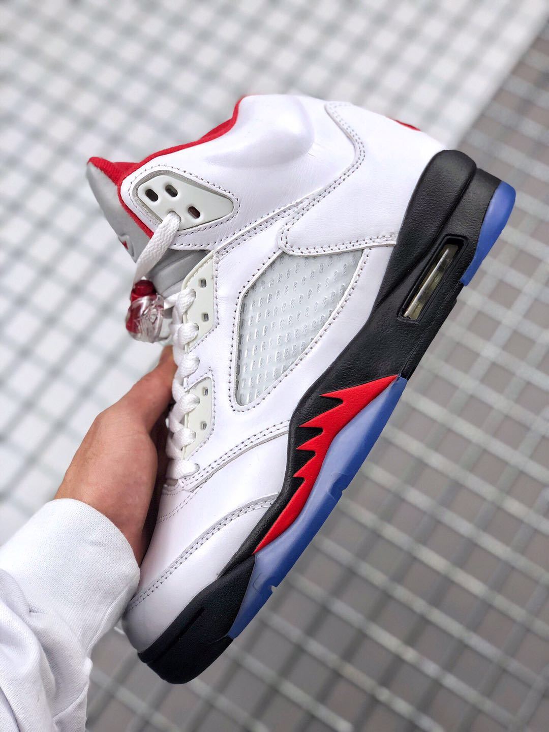Air Jordan 5 Fire Red White Black Red Sneakers