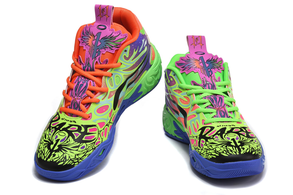 Nike 878-17 Basketball Shoes in Purple and Neon Green