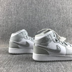Jordan Air Jordan 1 Mid GS White Silver Sneakers