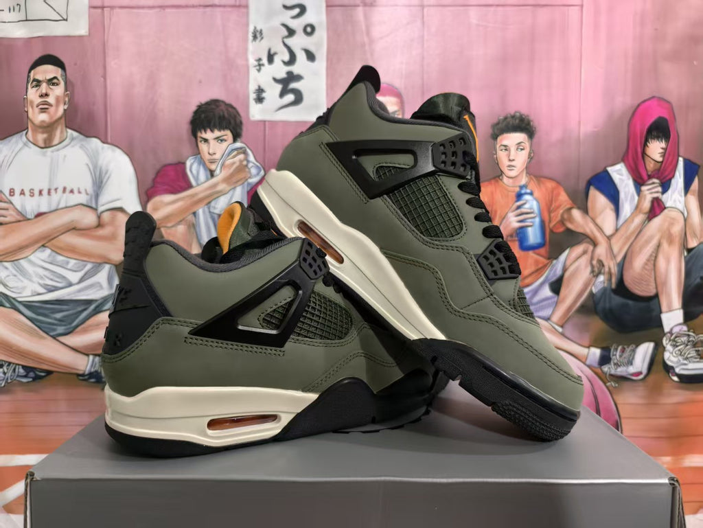 Jordan 4 Retro Green and Black Sneakers
