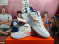 Nike Zoom Basketball Shoes, White, Blue and Orange