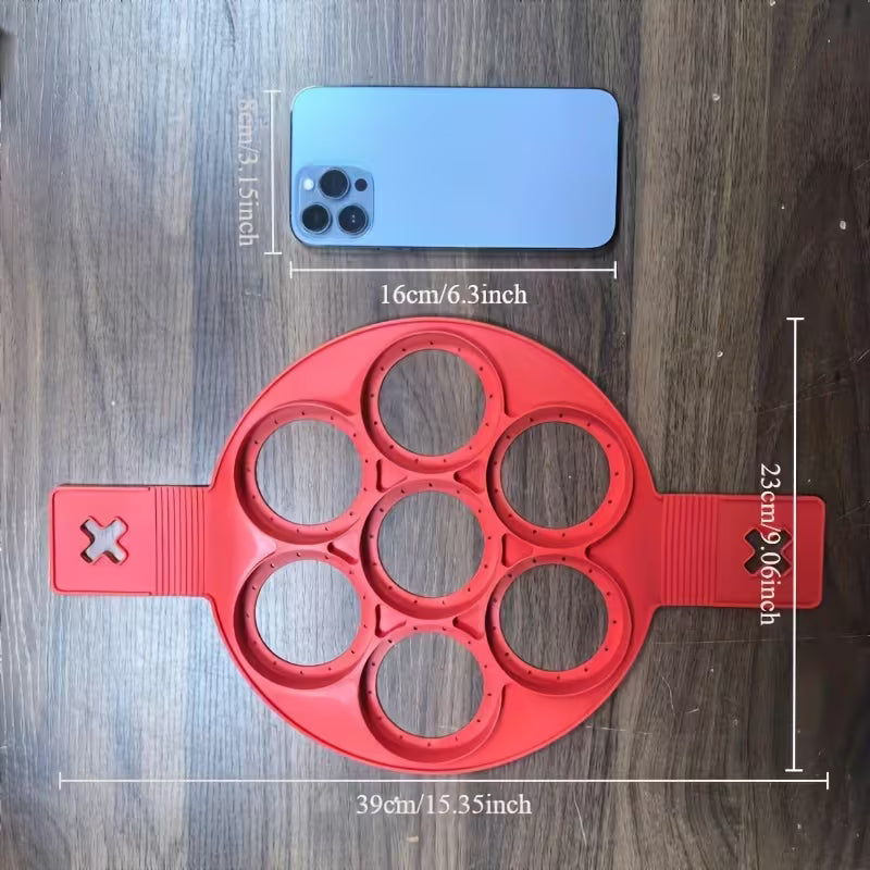 Silicone Non-Stick 6-Round Pancake Mold Red Cooking Tool
