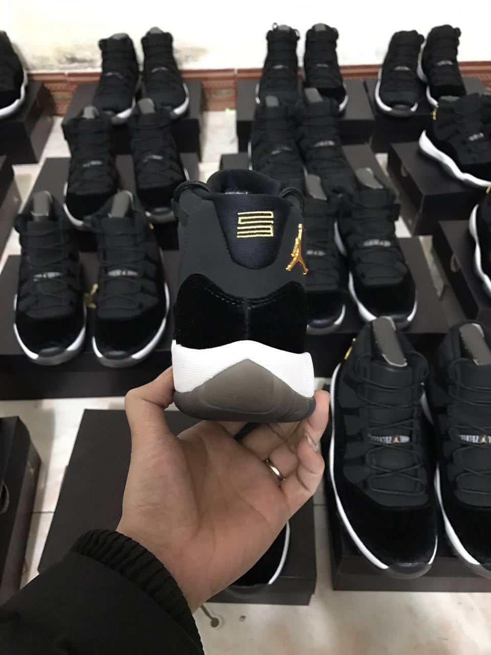 Jordan 11 Black Velvet High-Top Sneakers