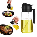 2 in 1 Oil Spray Bottle and Dispenser 470ml Olive Oil Sprayer for Cooking Air Fryer BBQ Baking and Salad Kitchen Tool