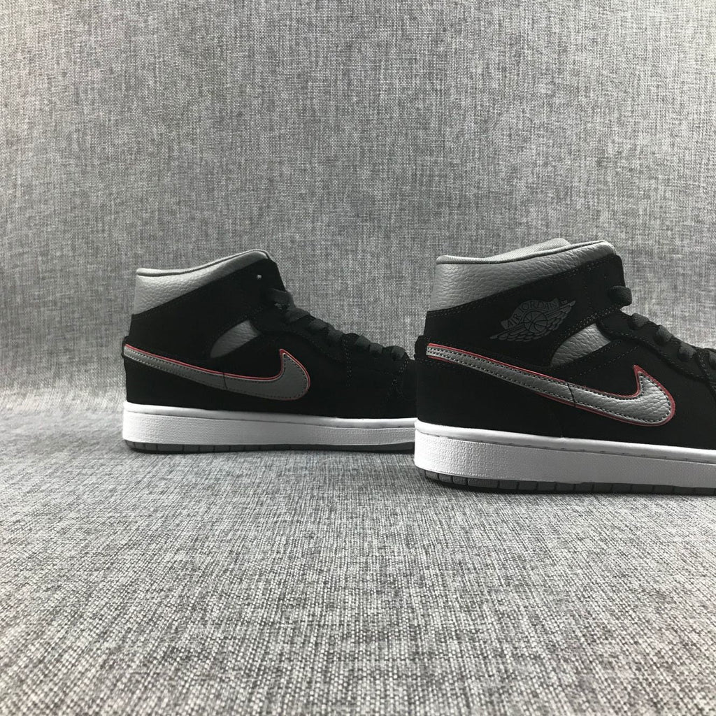 Air Jordan 1 Mid Black Grey Red 554724-060 Sneakers