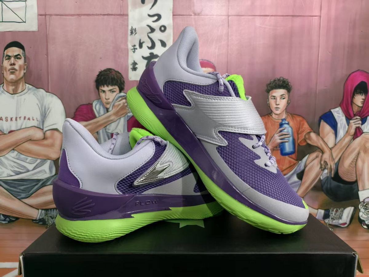 Purple Basketball Sneakers with Green Outsole