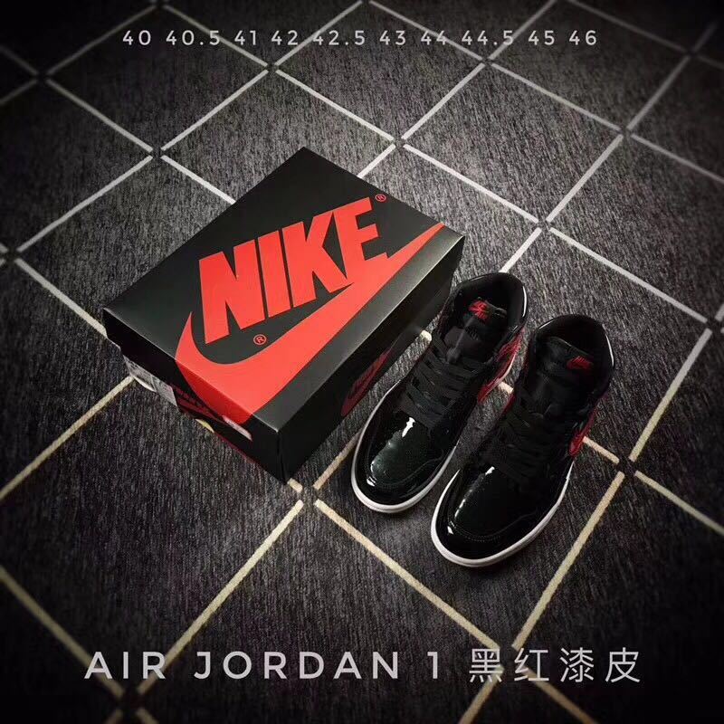 Jordan 1 High Black Red Patent Leather Sneakers