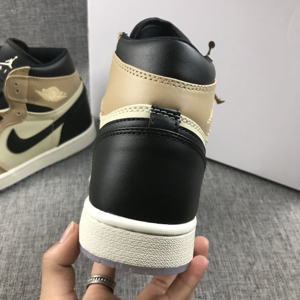 Jordan 1 High Premium WMNS Beige Black Sneakers AH7389-003