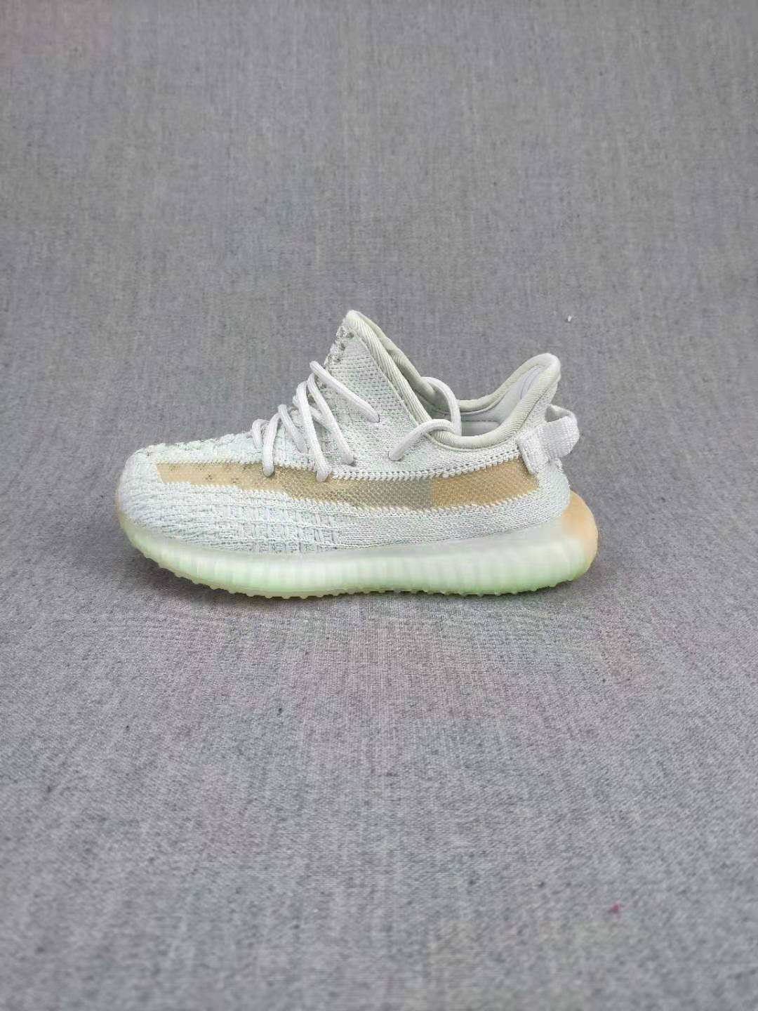 Yeezy 350 V2 Kids Sneakers Pale Gray with Tan Stripe