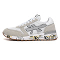 White and Grey Low-Top Sneakers with Gum Sole