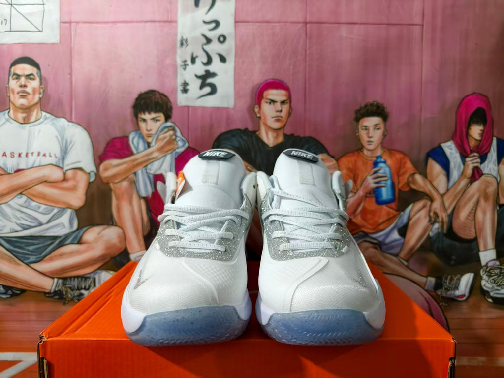 Nike Zoom Basketball Shoes in White and Silver