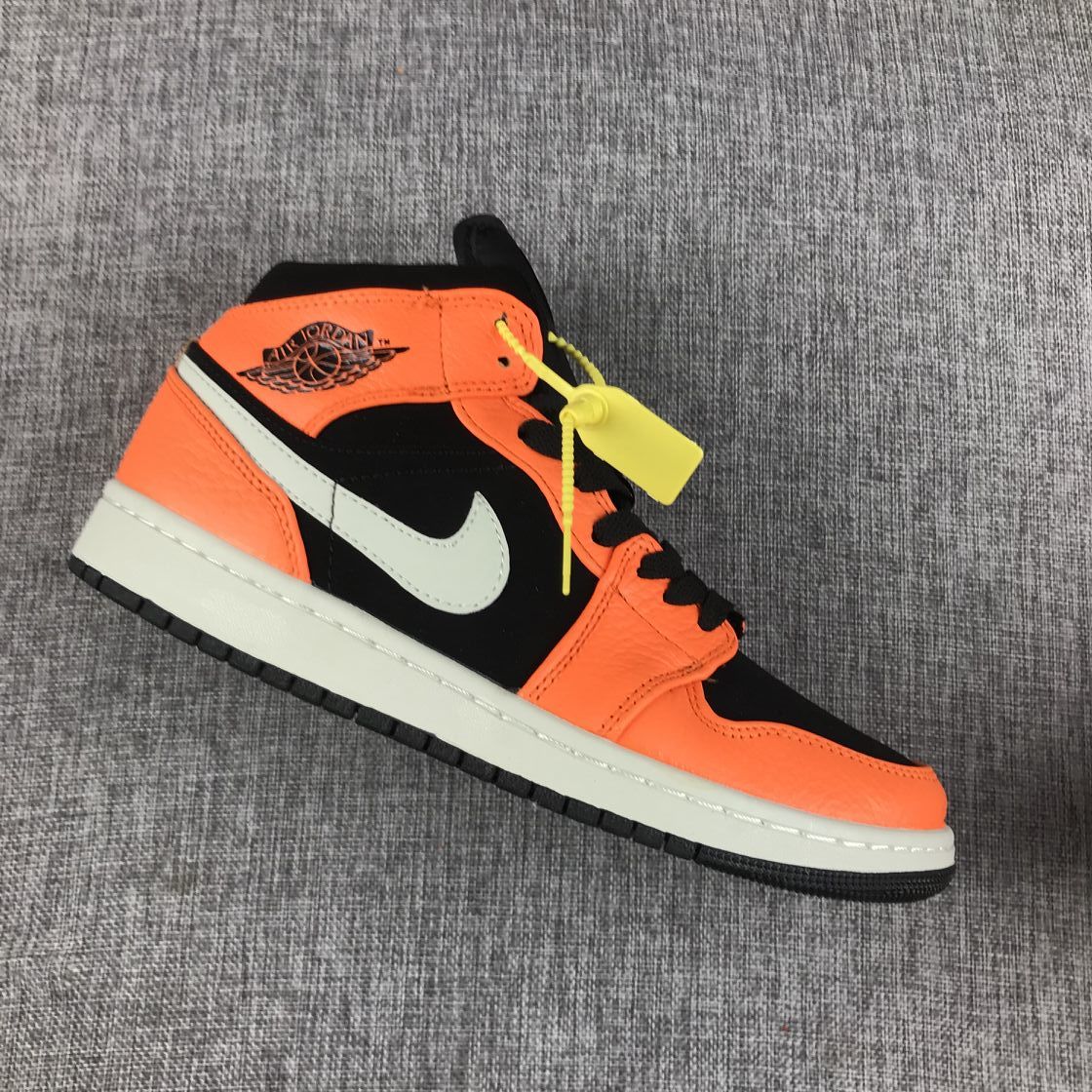 Jordan Air Jordan 1 Mid Orange Black Sneakers
