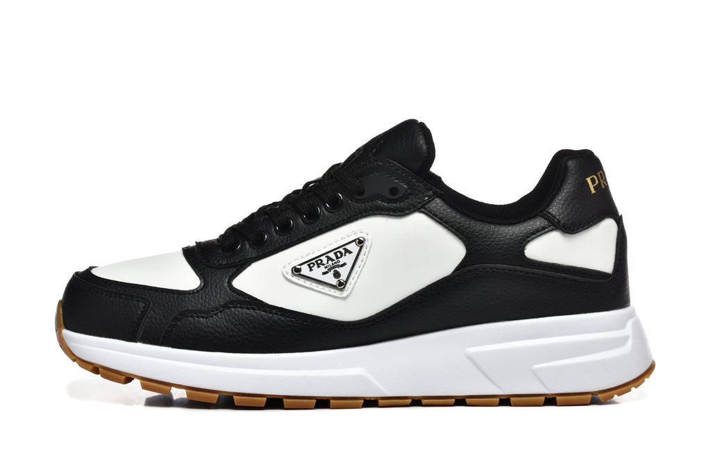 Prada Black and White Logo Low-Top Sneakers