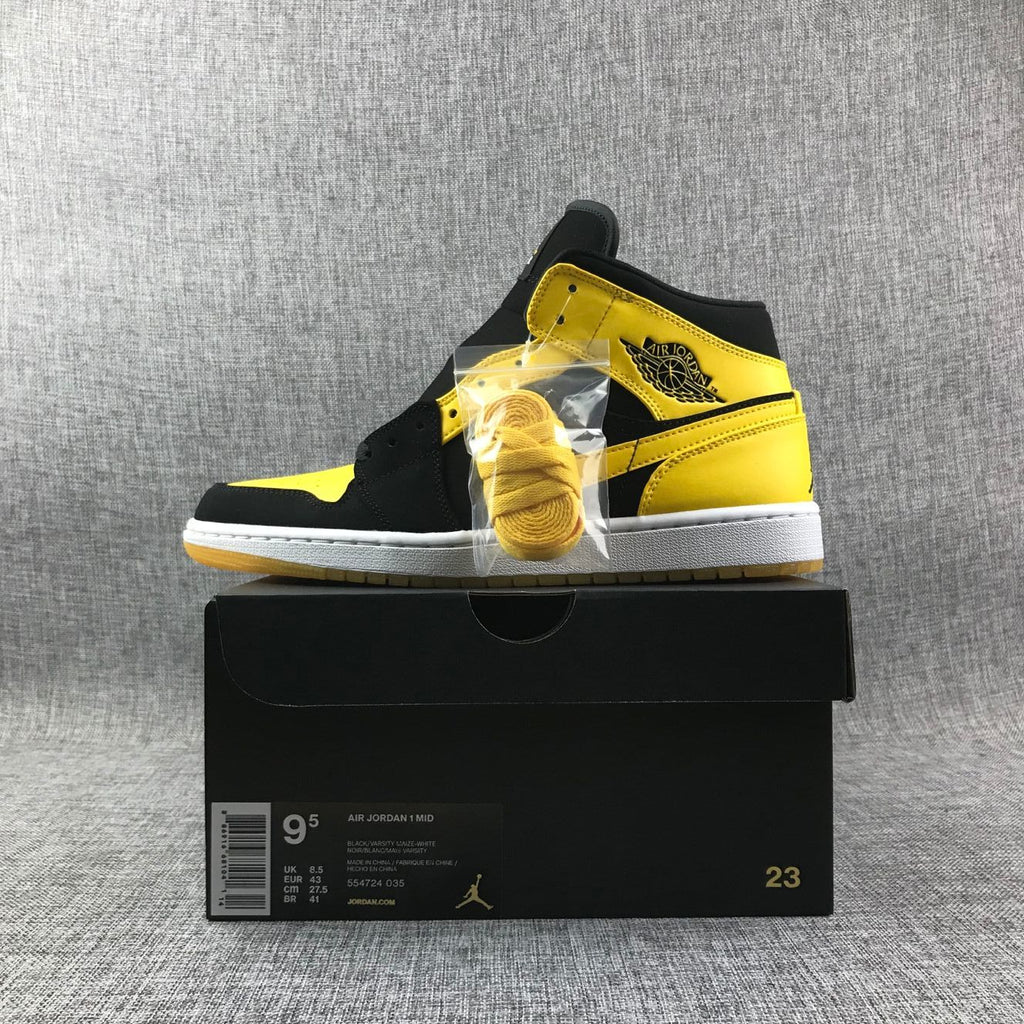 Jordan Air Jordan 1 Mid Black Yellow White Sneakers
