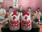 Red and White Floral Basketball Sneakers