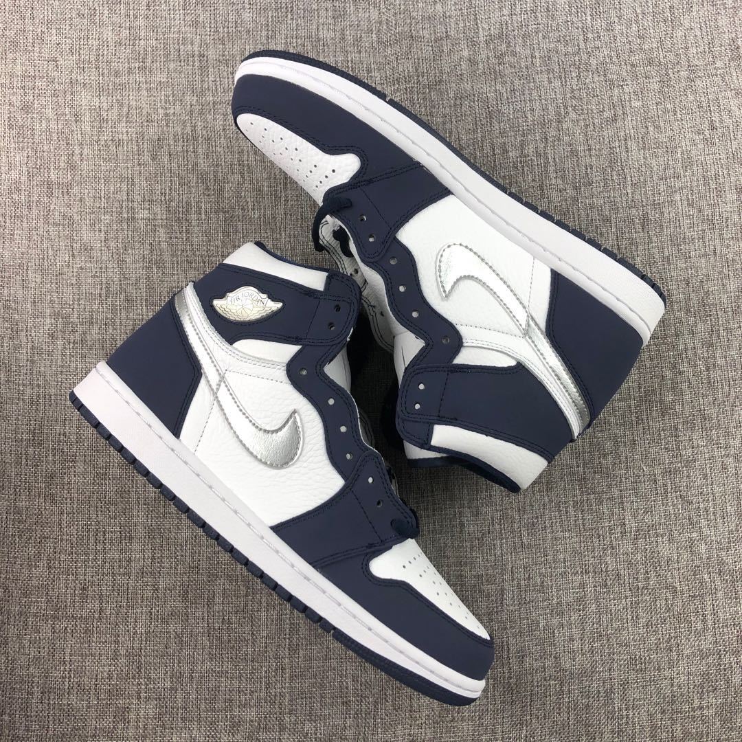 Air Jordan 1 Co.JP High Sneakers White Navy Silver DC1788-100