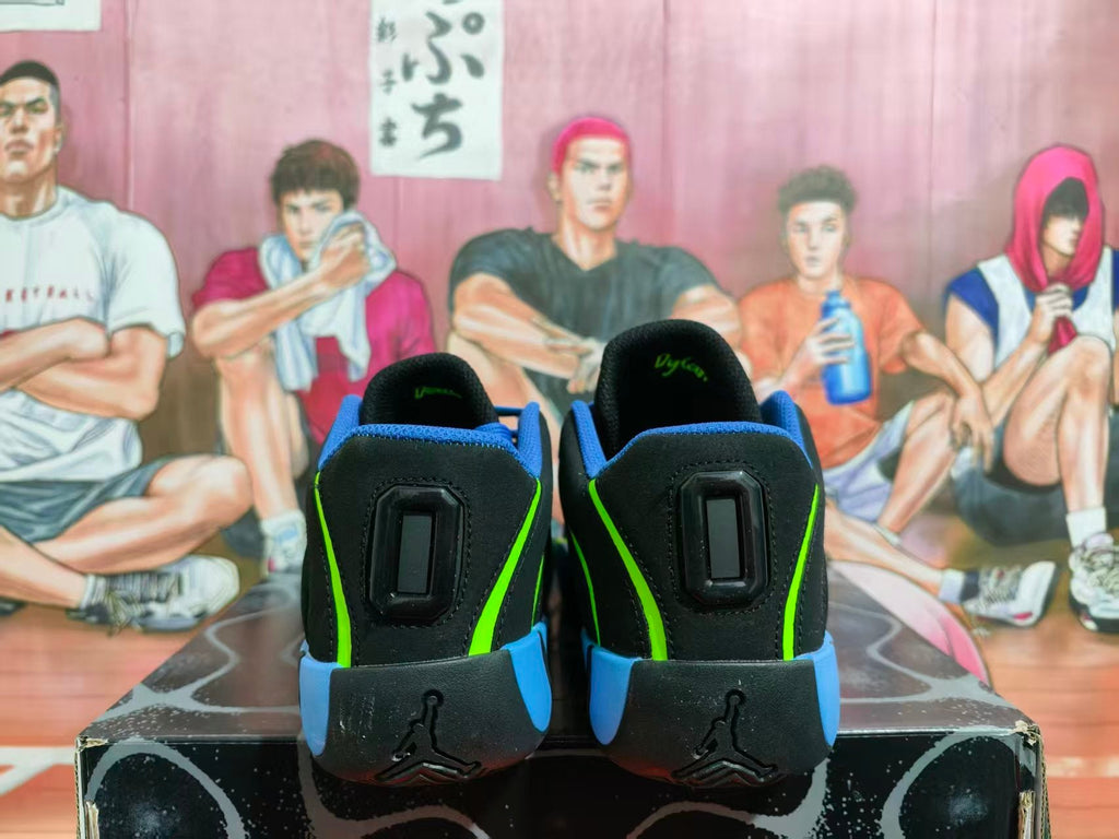 Jordan Basketball Shoes in Black, Blue and Volt Green