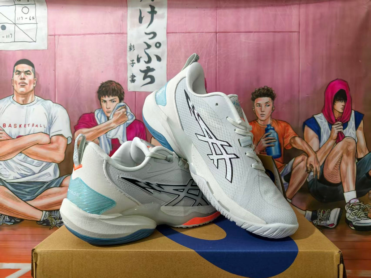 ASICS Swiftace White and Blue Basketball Shoes