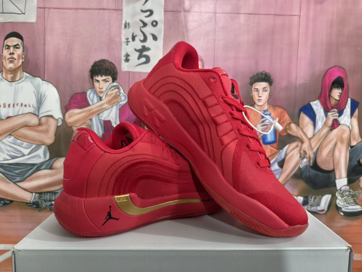 Jordan Red and Gold Basketball Sneakers