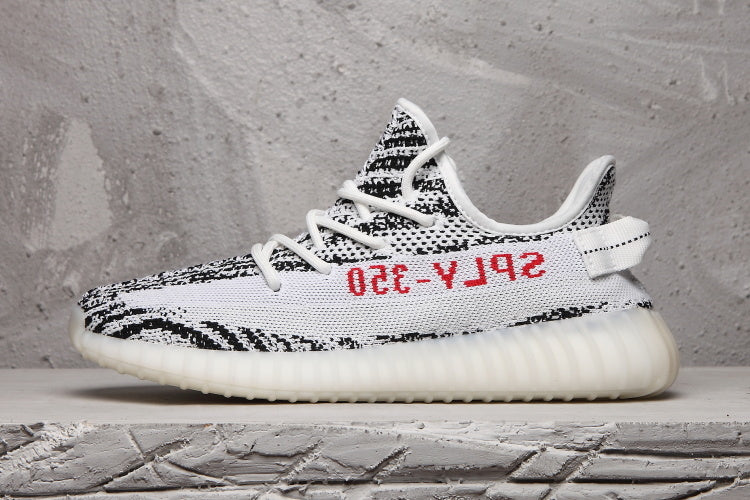 Yeezy 350 V2 Black White Pattern Sneakers