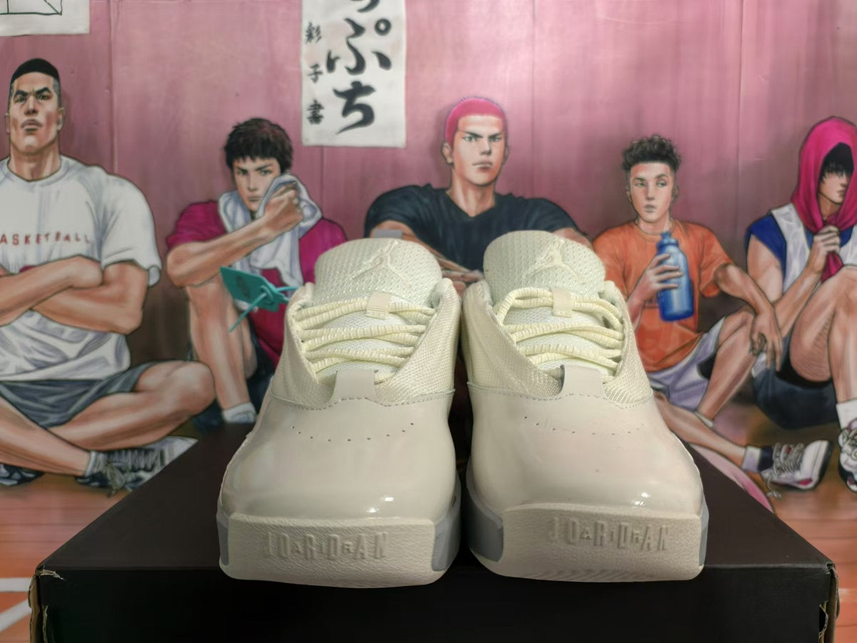 Beige Basketball Sneakers with Gray Accents
