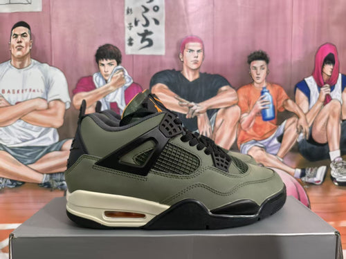Jordan 4 Retro Green and Black Sneakers