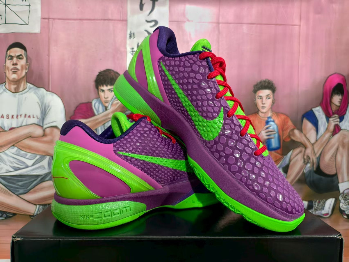 Nike Purple and Green Zoom Basketball Sneakers