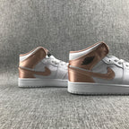 Air Jordan 1 Mid Rose Gold White Sneakers 555112-190