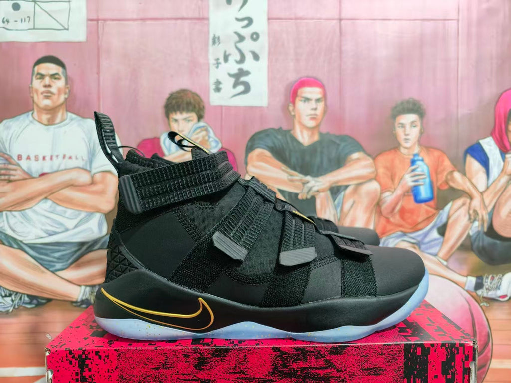 Nike LeBron Soldier 11 Black and Gold Basketball Shoes