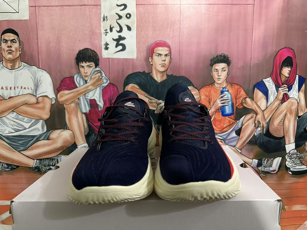 Basketball Shoes in Navy, Red and Cream