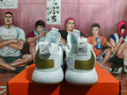 Nike White and Gold Basketball Sneakers