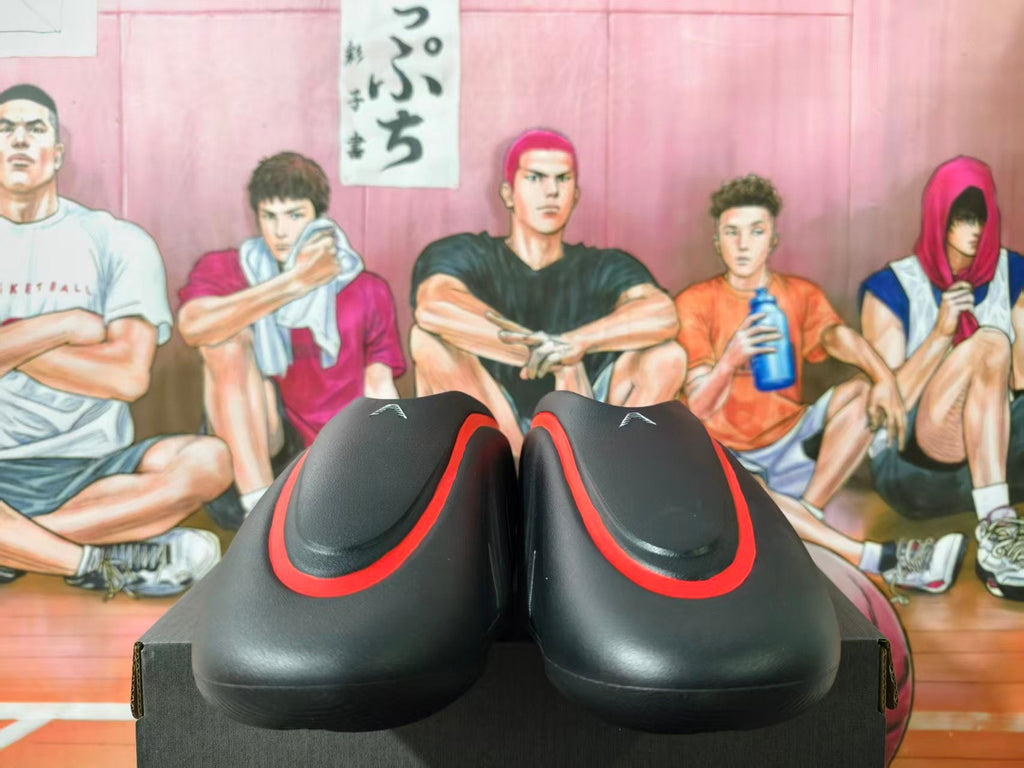 Adidas Black and Red Slip-On Clogs