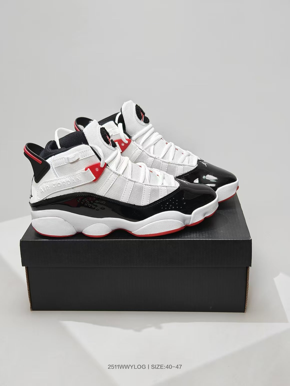 Jordan 6–7 White Black Red High-Top Sneakers
