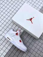Air Jordan 4 Red Metallic White and Red Sneakers