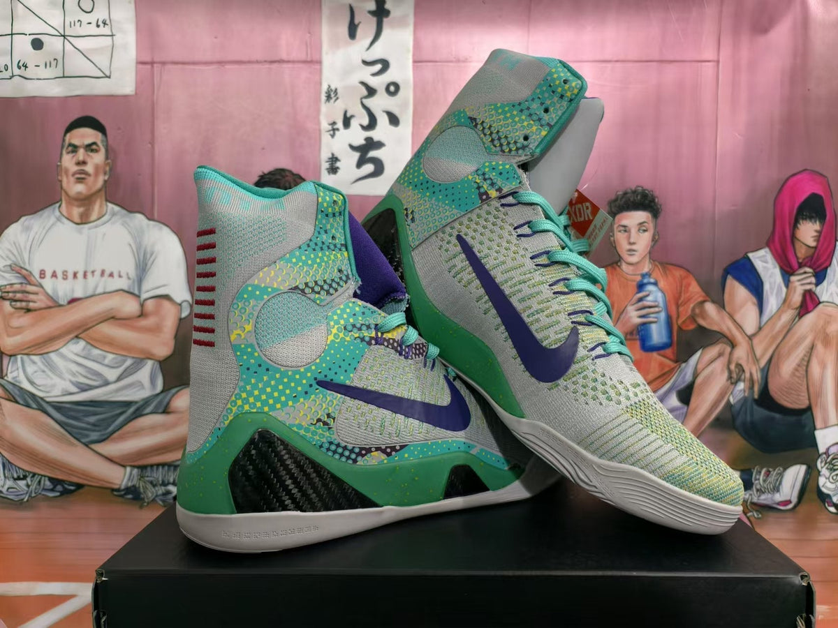 Nike Super Soldier Basketball Shoes, Gray Green and Purple
