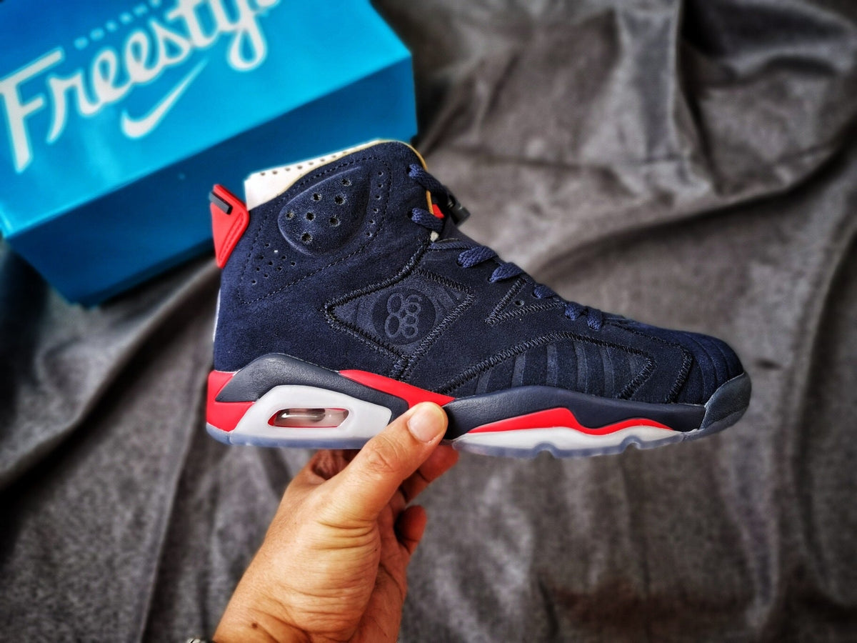 Jordan 6 Charity Women's High-Top Sneakers Navy Red