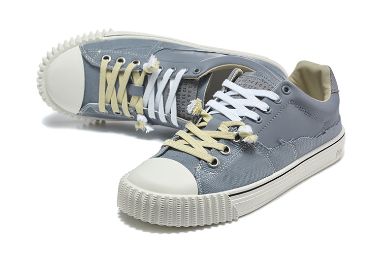 Blue-Gray Low-Top Sneakers with Contrast Laces