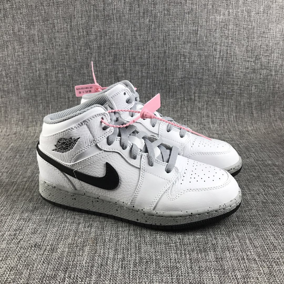 Jordan Air Jordan 1 Mid GS White Cement Sneakers