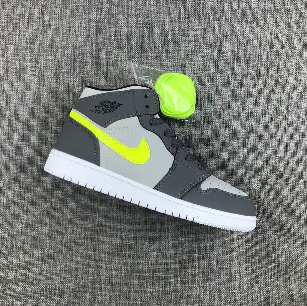 Jordan Air 1 Mid Grey Volt Sneakers 554724-072