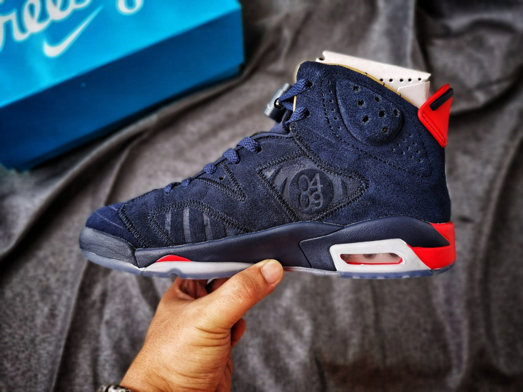 Jordan 6 Charity Women's High-Top Sneakers Navy Red